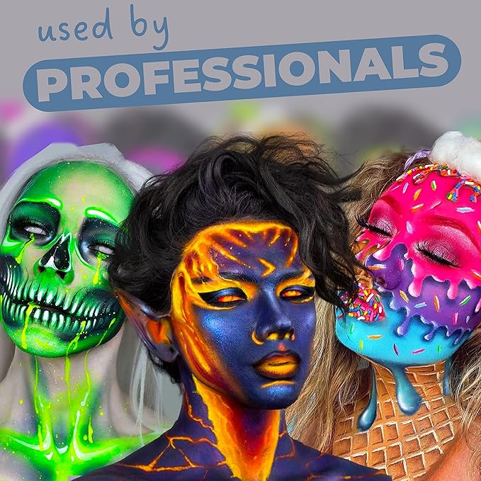 Blue Squid Face Paint Water Based Single Cake Professional Face Paint & Body Paint - Water Activated, Kids Adults Face Painting for Costume, Halloween Makeup, Cosplay - Metallic Silver Face Paint 30g