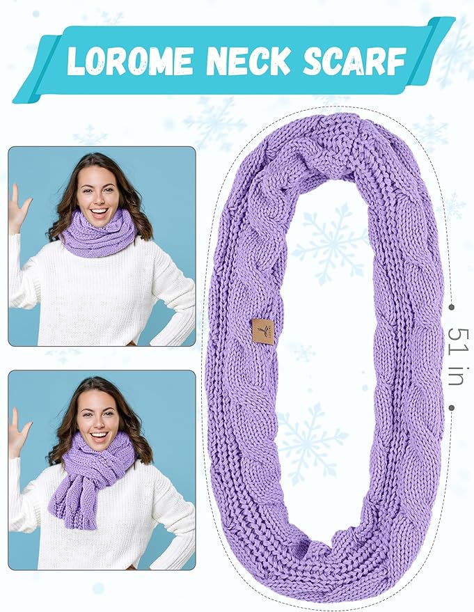 Winter Hat Scarf Gloves and Ear Warmer, Warm Knit Beanie Hat Touch Screen Gloves Set Winter Gifts Neck Scarves for Women