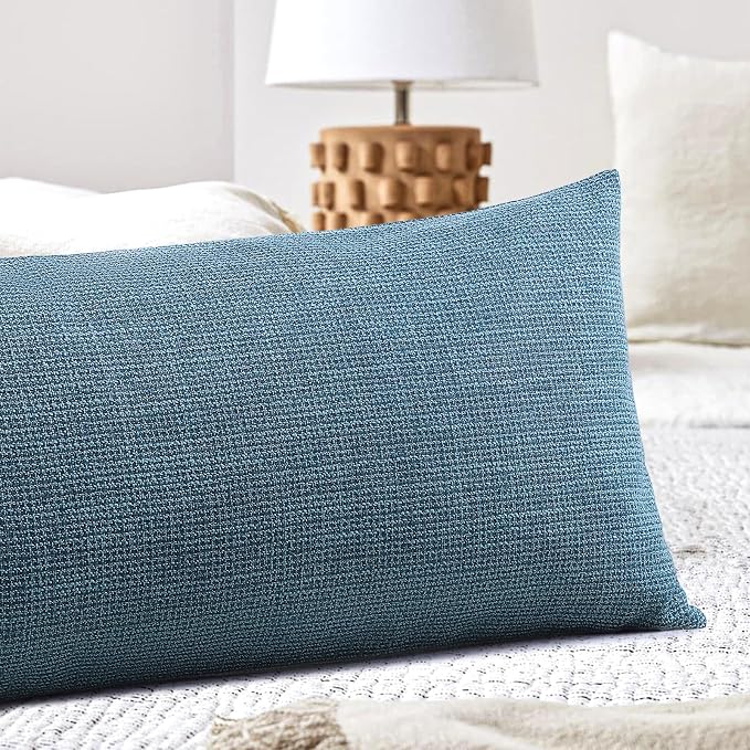 OTOSTAR Linen Throw Pillow Cover Set of 1 Decorative Long Lumbar Pillowcase Rectangle Cushion Cover 14x36 Inch for Home Decor Sofa Bedroom Car 35 x 90CM Dark Blue
