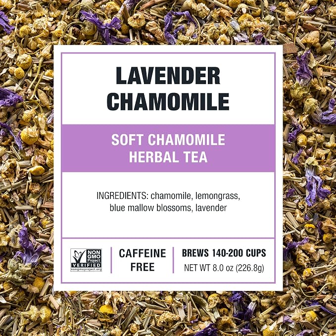 Tiesta Tea - Lavender Chamomile Herbal Tea, Loose Leaf, Calming Blend with Chamomile and Lavender, Caffeine-Free Herbal, Great for Hot or Iced Brews, Resealable Bulk Pouch, 200 Cups, 8 Ounce