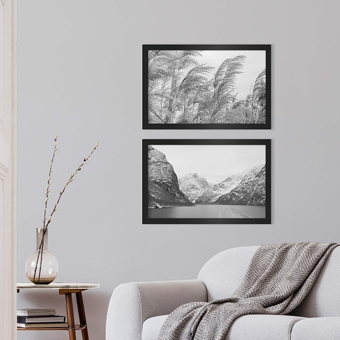 MCS Studio Gallery 14x22 Poster Frame Black Woodgrain Engineered Wood, Vertical & Horizontal Wall Hanging Large Picture Frame for Photos, Posters & Art Prints (2-Pack)
