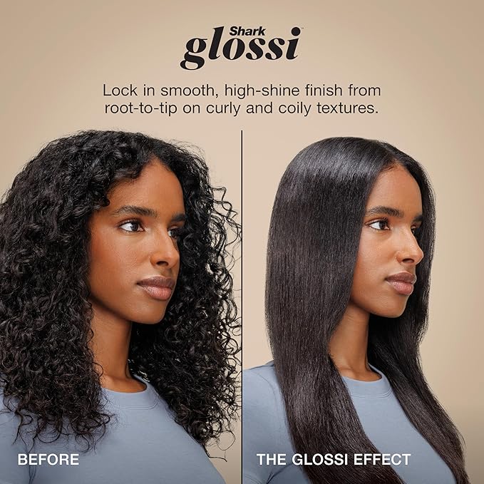 Shark Glossi 2-in-1 Hot Tool and Air Glosser, Ultra-Fast, Ultra-Glossy Blowouts at-Home, Heat-Controlled Ceramic, Curly, Coily, and Color Friendly, Liquid Gold, HT302GD