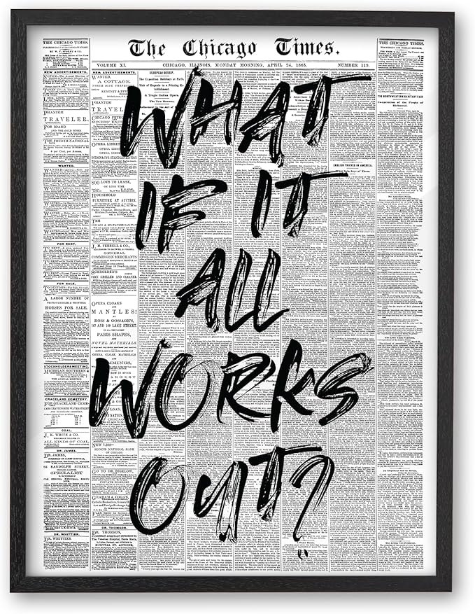 iHery 8x10in What If It All Works Out Framed Motivational Wall Art | Premium Black OAK Wood Frame with Canvas Print, Motivational Decor for Bedroom, Dorm, Office and Living Room, 1Pack
