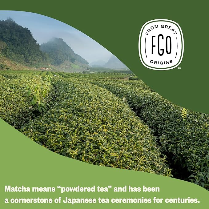 FGO Organic Matcha Green Tea Powder - Organic Matcha for Lattes, Smoothies & Baking - USDA Organic & Non-GMO - 16oz Resealable Bag