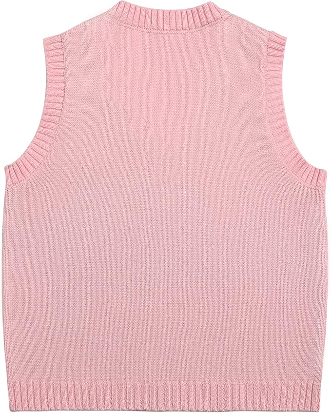 Women's Sweater Vest,Y2K Sleeveless Pattern Preppy Style Knitted Crop Tank Top for Girl
