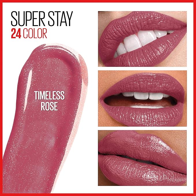 MAYBELLINE Super Stay 24, 2-Step Liquid Lipstick Makeup, Long Lasting Highly Pigmented Color with Moisturizing Balm, Timeless Rose, Pink, 1 Count (Pack of 2)