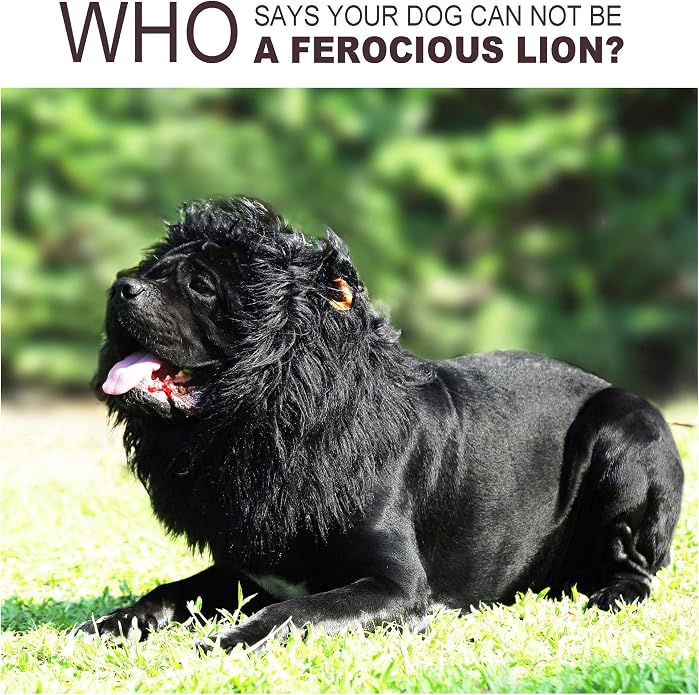 Lion Mane Wig for Dogs with Ears, Funny Pet Costumes for Halloween Christmas