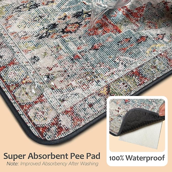Washable Pee Pads for Dogs, Reusable Puppy Potty Training Pads, Ultra-Absorbent Thick Waterproof Leak-Proof Non-Slip Pads & Mat for Crate, Playpen, Floor, Whelping & Housebreaking , 1 Pack 72"x72"