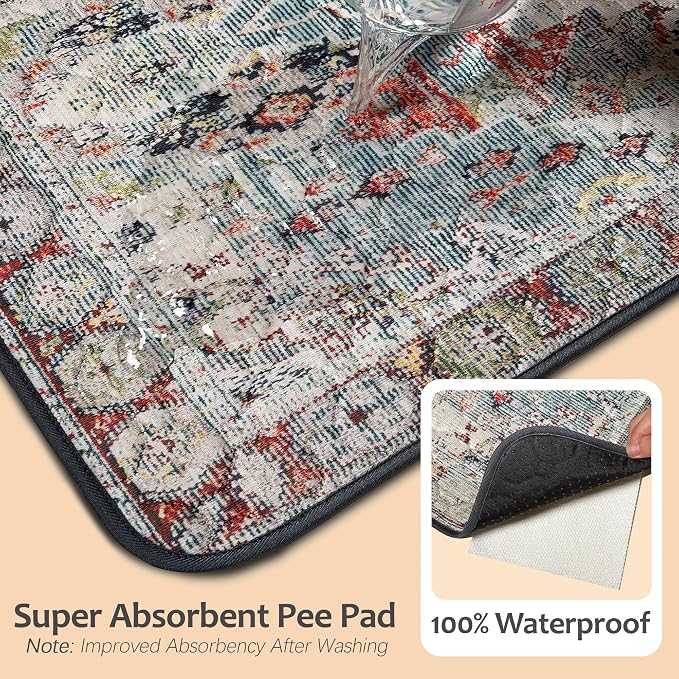Washable Pee Pads for Dogs, Reusable Puppy Potty Training Pads, Ultra-Absorbent Thick Waterproof Leak-Proof Non-Slip Pads & Mat for Crate, Playpen, Floor, Whelping & Housebreaking , 2 Pack 48"x48"