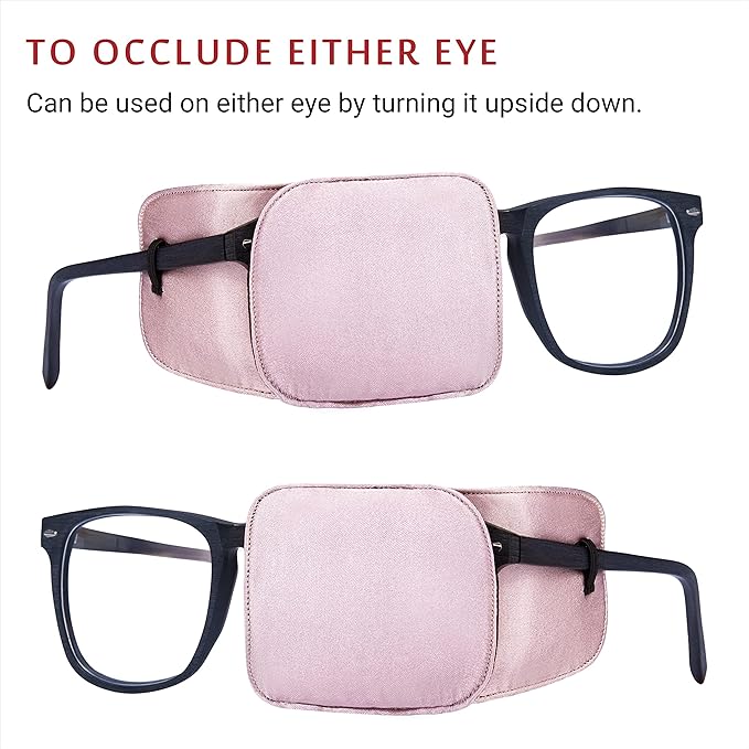 Astropic 2Pcs Large Silk Eye Patches for Adults Kids Big Glasses to Cover Either Eye (Large, Dusty Rose Pink)