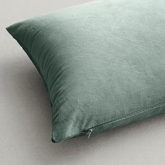 MIULEE Velvet Throw Pillow Covers 20x20 Inch Pack of 2 Aqua Haze | Soft Solid Decorative Pillow Covers, Modern Luxury Home Decor, for Couch Chair Sofa Bedroom Livingroom