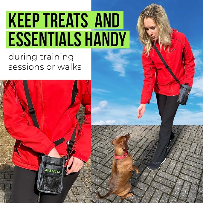 AVANTO Dog Treat Training Pouch – Versatile Dog Training Bag with Built-in Poop Bag Dispenser, Multiple Pockets, and Adjustable Strap – Ideal Dog Training Pouch for Treats, Toys, and Accessories