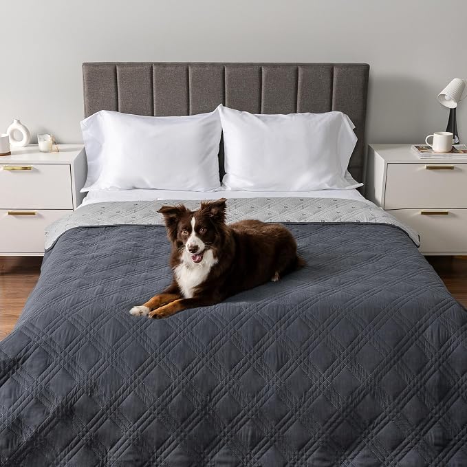 PetAmi Waterproof Couch Cover for Dog Nonslip Bed Sofa Blanket, 102x82 Gray