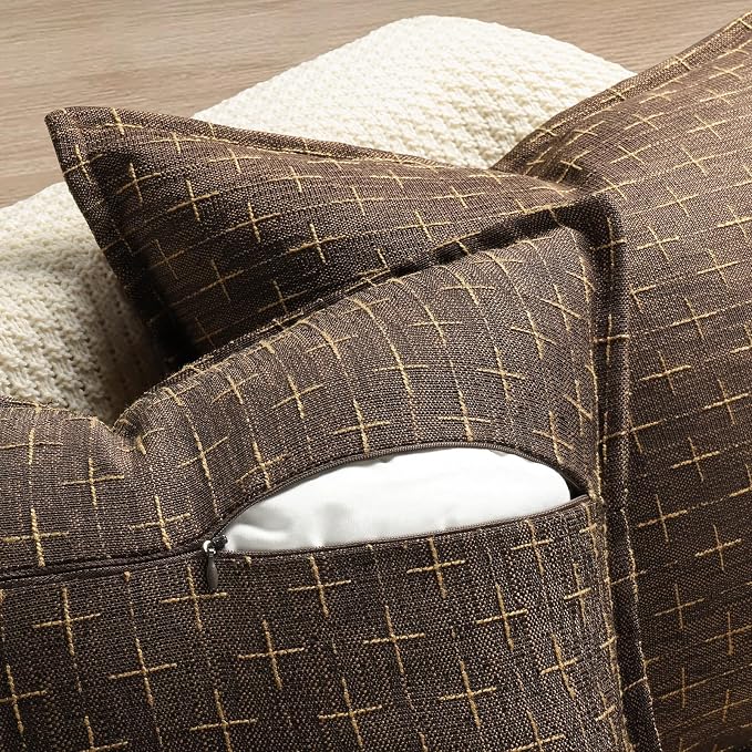 Pillow Covers 22x22 Set of 2 Soft Polyester Textured Pillow Covers with Stylish Flange Edge Cozy Farmhouse Throw Pillows for Couch Bed Sofa Living Room