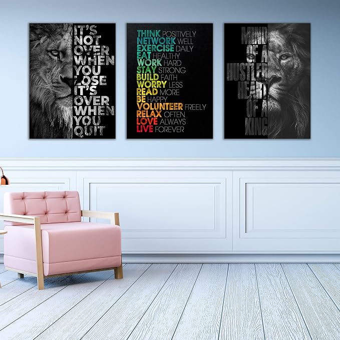 Motivational Canvas Painting Wall Art Execution Grind Hustle Inspirational Wall Art Success Entrepreneur Poster Positive Quotes Wall Poster Framed for Home Office Wall Decor[60''Wx 28''H]