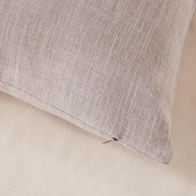 Rustic Linen Lumbar Pillow Covers Set of 2, Taupe 12x20in | Textured Pillow Case, Rustic Cotton Linen Fabric, Modern Farmhouse Cushion Covers for Sofa Bed Living Room Home Decor