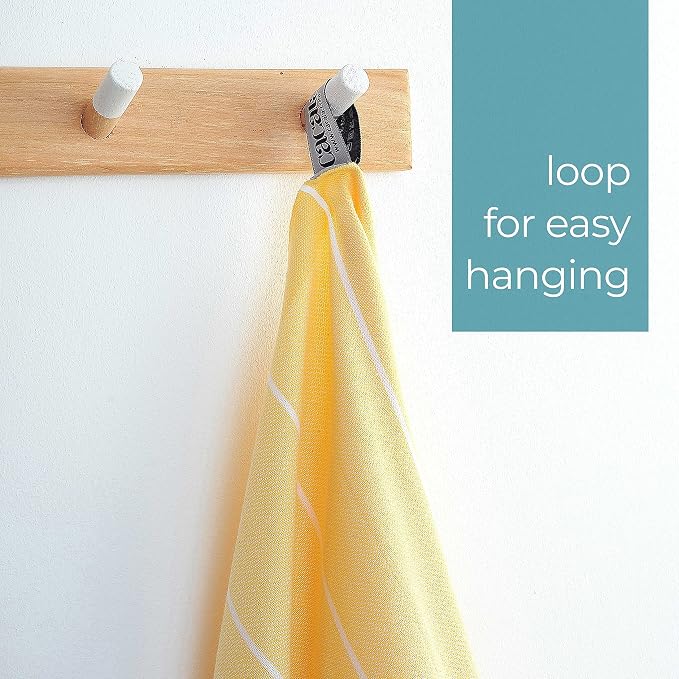 Cacala 100% Turkish Cotton Kitchen Tea Towels, Highly Absorbent Luxury Soft Quick Drying Dish Towel with Hanging Loop for Gym, Yoga, Bath, Sports, Cleaning and Kitchen (23 x 36), Apricot