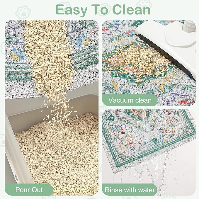 Glittme Cat Litter Mat, 33"x22" Non-Slip Washable Trapping Mat for Cats | Litter Trapping Mat With Thick PVC Coil To Catch Scatter, Soft On Paws And Waterproof Bottom To Protect Floors