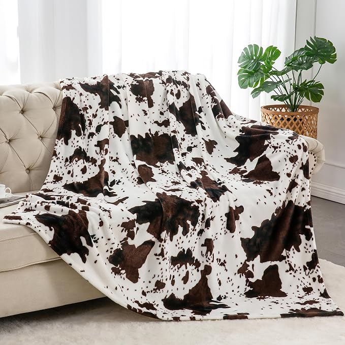 BEDELITE Fleece Blanket Soft Plush Throw for Couch Brown Cow 50"x60" | Ultra Soft Fleece, Plush Microfiber, Lightweight Warmth, All Season Comfort, Western Decor, Machine Washable, Couch Sofa Bed