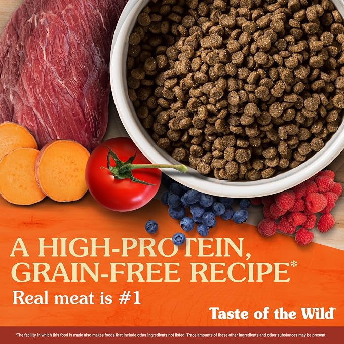 Taste of the Wild High Prairie Puppy Dry Dog Food, Roasted Bison, 14lb | Puppy, Adult & Senior Dogs | Grain Free Recipe* | Nutrient Dense to Help Support Peak Health | Guaranteed DHA & Probiotics