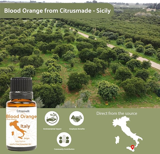 Blood Orange Essential Oil - Direct from Citrusmade in Sicily - Pure Essential Oil for Diffusers and Aromatherapy - Natural Citrus Scent | 100% Pure Therapeutic Grade (2lbs)