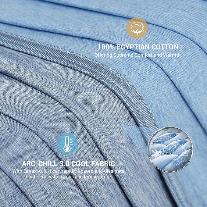 Elegear Arc-Chill 3.0 Cooling Blankets for Hot Sleepers, Twin Size, Blue | Q-Max>0.5 Cooling Fabric, Absorbs Heat to Keep Body Cool, Breathable Summer Blankets for Night Sweats & Menopause, 79"x86"