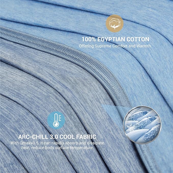 Elegear Arc-Chill 3.0 Cooling Blankets for Hot Sleepers, Cool Throw, Blue | Q-Max>0.5 Cooling Fabric, Absorbs Heat to Keep Body Cool, Breathable Summer Blankets for Night Sweats & Menopause, 51"x67"