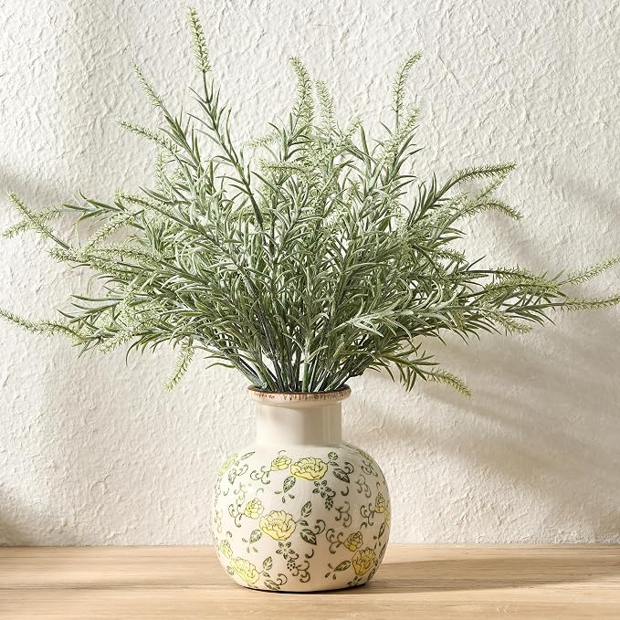 SIDUCAL Ceramic Vintage Vase, 5.91 Inch Retro Ice Cracked Chinoiserie Floral Vase, Rustic Farmhouse Vases for Home Decor, Bookshelf, Garden, Chinoiserie Decor, Tuscan Decor, Yellow Rose Pattern