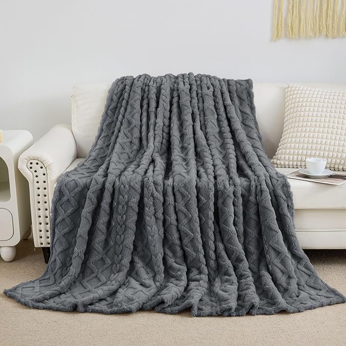 Aganear Fleece Throw Blanket for Bed Couch 90"x90" Grey | Lightweight Fuzzy Throw,Warm Gift for Women,Christmas,Housewarming,Soft,Boho Design for Room Home Decor,All-Season Use