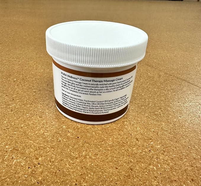 Coconut Therapy 4 Fl oz Massage Cream, Coconut Oil, Professional, Massage Therapy, Deep Tissue, Unscented, Natural Ingredients, Skin Hydrating, Moisturizing, Muscle Relief, for Bruising