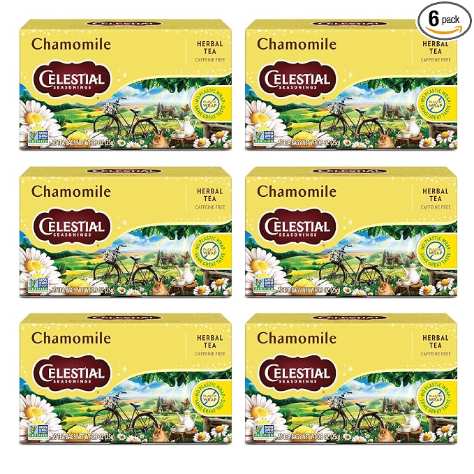 Celestial Seasonings Chamomile Herbal Tea, Caffeine Free, 20 Tea Bags Box (Pack of 6)