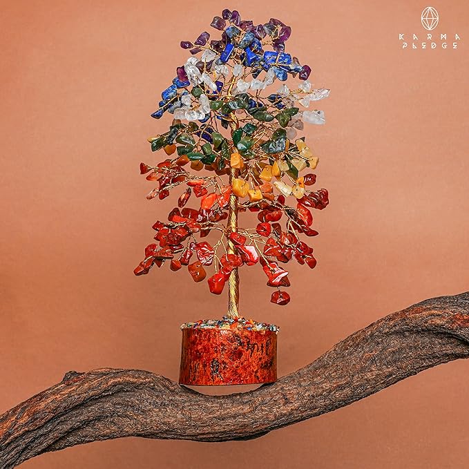 7 Chakra Healing Crystal Tree of Life for Manifestation, Handmade Crystal Tree for Good Luck, Positive Energy, Reiki, Home Office Room Wall Decor, Unique Birthday Gift for Women, Men, Mom & Dad