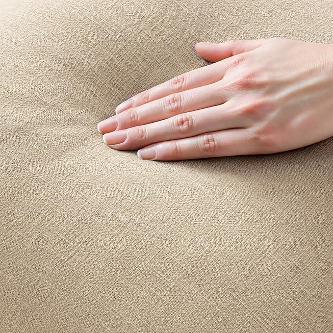 MIULEE Boho Linen Fringe Decorative Throw Pillow Covers Beige 20x20 | Set of 2, Cottagecore Decor, Boho Farmhouse Neutral Pillow Covers, Rustic Couch Cushion Cases for Sofa Bed Living Room