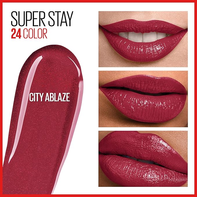MAYBELLINE Super Stay 24 2-step Long Lasting Liquid Lipstick and Lip Balm, 930 City Ablaze, 1 count