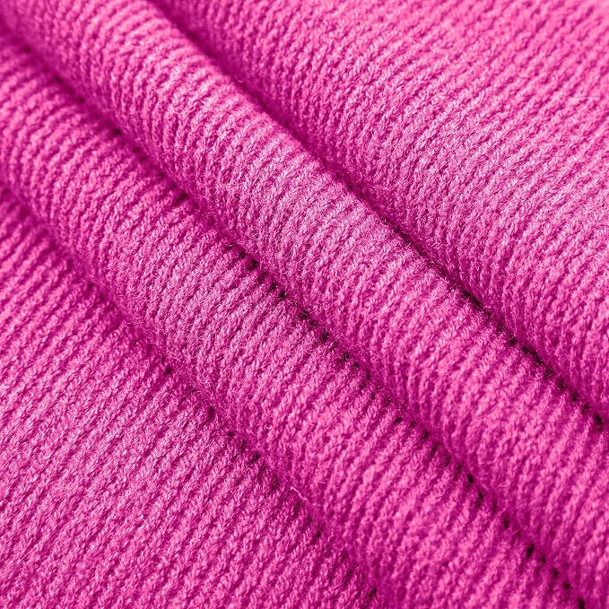 Vonty Hot Pink Knitted Throw Blanket with Tassels Fringe, 50x60 Acrylic | Super Soft And Lightweight, Year-Round Cozy Warmth, Farmhouse Decorative Style, Machine Washable, for Couch, Sofa or Bed