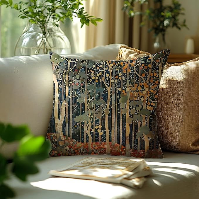 450 Rustic William Morris Inspired Forest Decor Pillow Covers 22x22 | Fall Autumn Home Room Decor, Vintage Botanical Nature Decorative Throw Pillow Covers for Home Bedroom Living Room