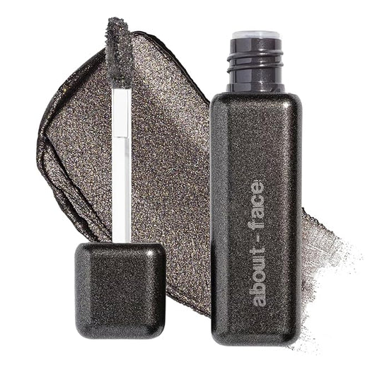 aboutface Fractal Glitter Eye Paint Glitch– Smudge-Proof, Long-Lasting Liquid Eyeshadow – Intense Sparkle with Mousse Texture – Vegan, Cruelty-Free – 0.13oz (Asphalt With Sparkle)