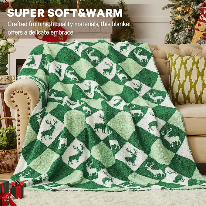 Christmas Knit Throw Blanket - Super Soft Cozy Fuzzy Blankets for Couch, Sofa & Bed, Holiday Throw Blanket，60"x80"