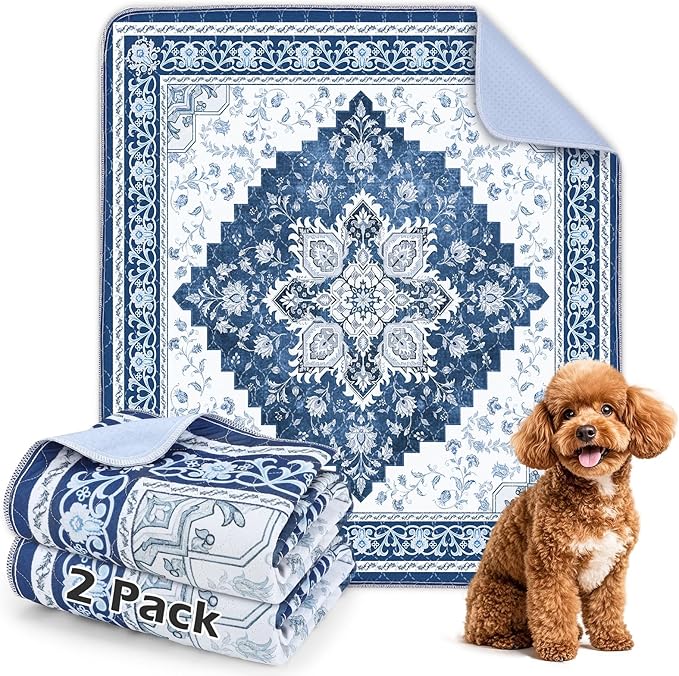 2PACK Washable Pee Pads for Dogs, Reusable Dog Pads Upgrade Non-Slip Dog Pee Pads Heavy Absorbency Puppy Pee Pads Quick Dry Whelping Pads/Waterproof Puppy Training Pad