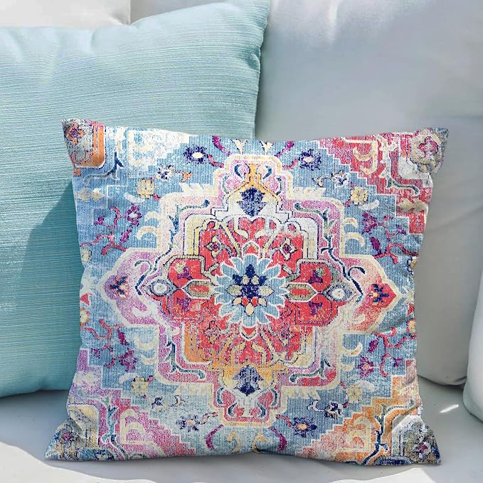Snycler Antique Boho Hereke Rug Print Boho Throw Pillow Cover 18x18 Inch Set of 2 Double Sided Decorative Soft Throw Pillow Case Cushion Case for Home Decor Living Room Bed Couch Car