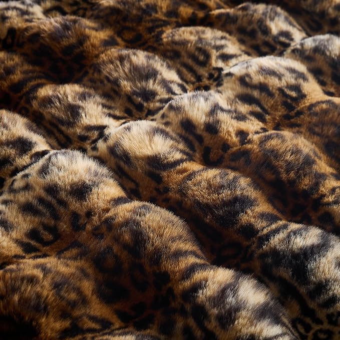 Leopard Faux Fur Blankets 60''x80'' for Bed, Sofa, Couch, Travel and Camping, 750 GSM Double Sided Fluffy Warm Thick Throw Blanket, Super Soft Cozy Plush Cheetah Print Blankets for All Seasons