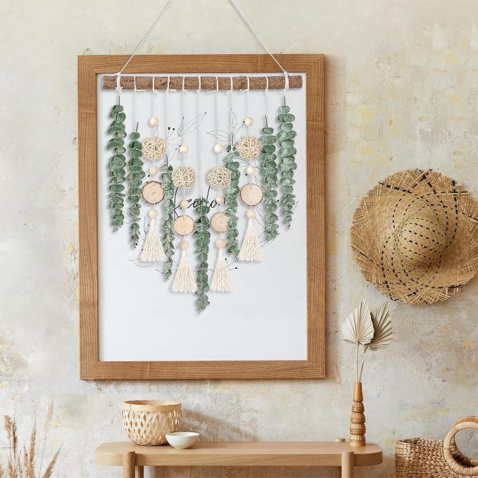 Sggvecsy 21’’ Eucalyptus Wall Hanging Decor Artificial Eucalyptus Plant Fake Greenery Leaves Boho Wall Decor with Wooden Stick for Bathroom Bedroom Kitchen Rustic Farmhouse Home Living Room Decoration