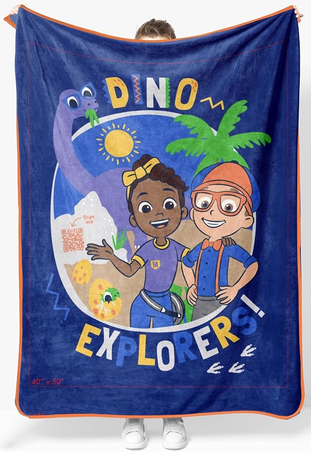 Sunny Side Up Kids Plush Throw Blanket – Soft & Comfy Throw for Couch or Bed – Cozy Home Décor for Living Room & Bedroom, Blue - Blippi, 46x60 - Throw Blanket