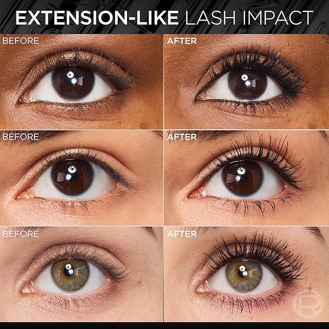 L'Oreal Paris Extensionist Mascara, Lengthening, Volumizing, and Curling Formula For a Lash Extension Eye Makeup Look, Washable Black