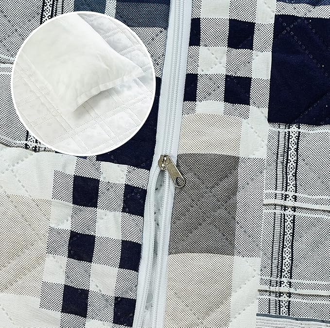 Brilliant Sunshine Blue Plaids & Stripes Dog Sofa Slipcover, Extra Large | Calming Pet Couch Bed with Removable & Washable Cover, Funiture Protector & Bed Mat for Dogs, Pets, Cats, 54"×32"×8"