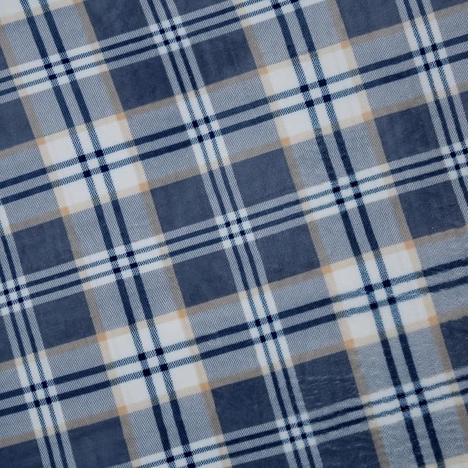 PU MEI Sherpa Blanket Queen Plaid Thick Bed Blanket, 80”*90” Super Soft Flannel Fuzzy Fleece Reversible Velvet Plush Warm Blanket for Couch (Blue White Check)