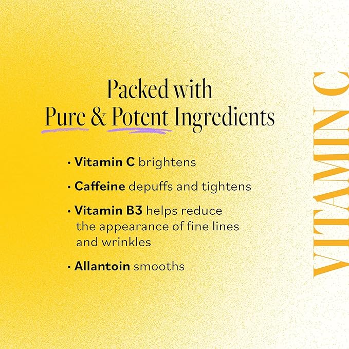 Derma E Vitamin C Bright Eyes Hydro Gel Under Eye Patches (30 Pairs), Allantoin, Caffeine & Vitamin B3, Eye Masks to Helps Reduce Fine Lines, Wrinkles, Dark Circles & Puffy Eyes, 60ct