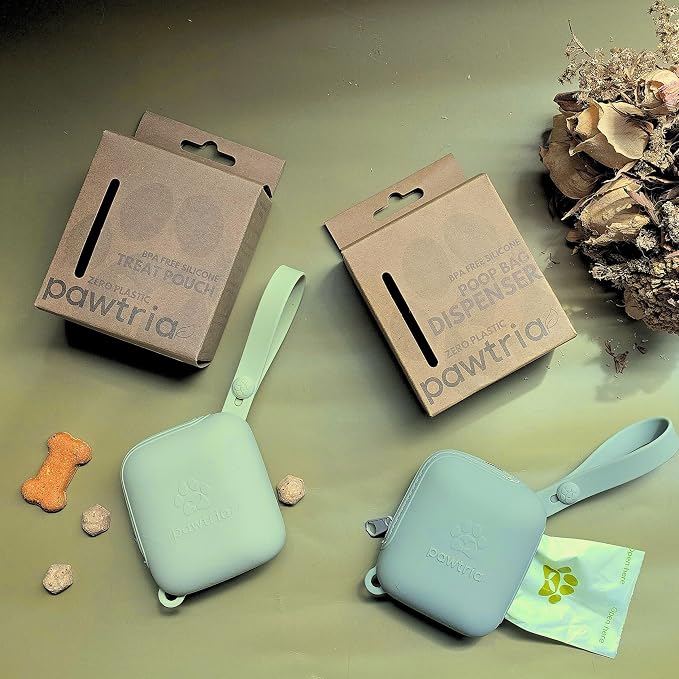 Pawtria Silicone Walk Duo Set: Treat Case + Poop Bag Holder
