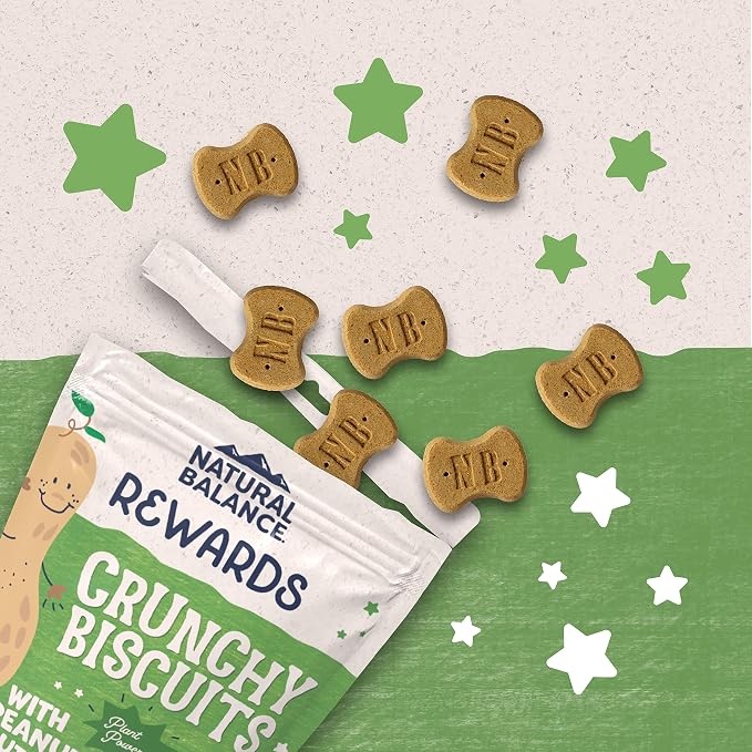Natural Balance Rewards, Crunchy Biscuits, Peanut Butter, 14 oz | Grain-Free Dog Treats for Adult Dogs, Limited-Ingredient Recipe, Made with Real Ingredients, Great for Training