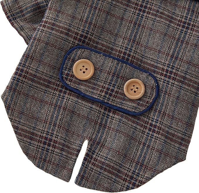 GabeFish Pets Wedding Jackets Suit for Dogs with Bow Tie Puppy Cat Formal Clothes Shirt Tuxedo (Brown, L (Chest 17.3in/44cm))